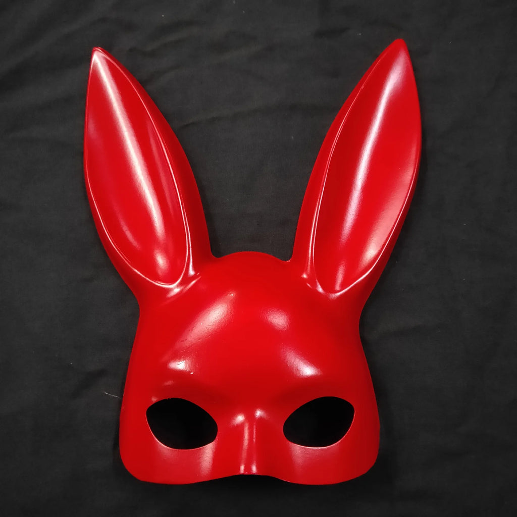 Solid Color Halloween Rabbit Ears Half Mask Bright Matte Bunny Cosplay Party Masquerade Festival Anime Bar Nightclub Accessories Oasis Select red
