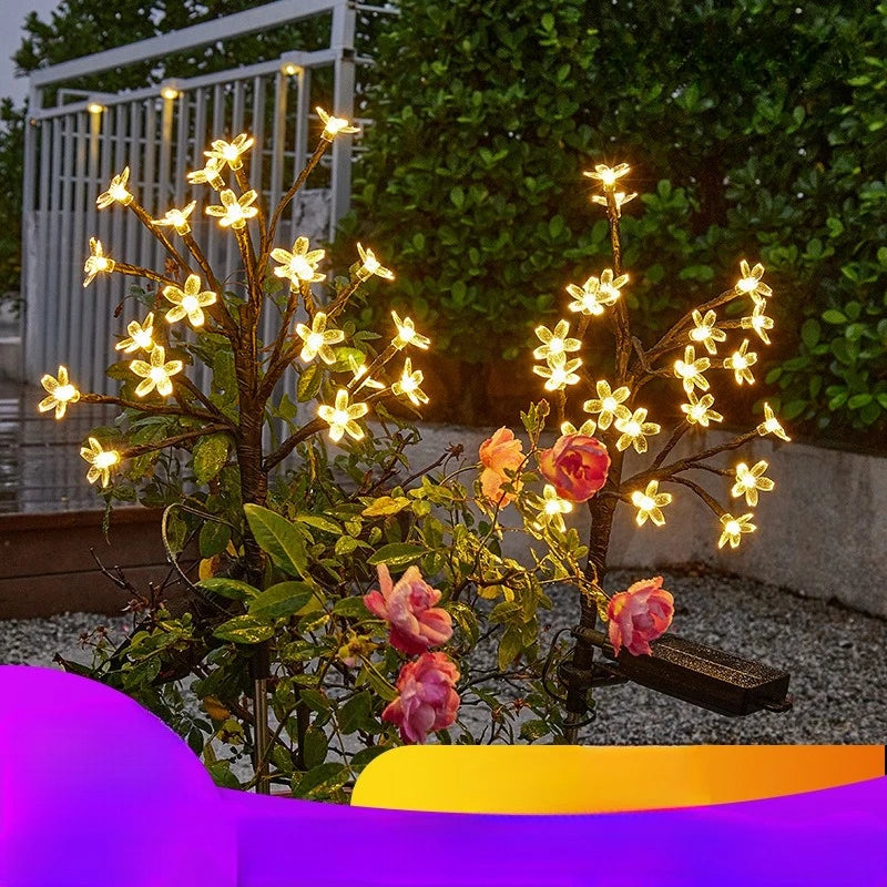 LED Solar Waterproof Cherry Blossom Branch Lamp, Firefly Garden Outdoor Lawn Ground Insert Lamp Oasis Select
