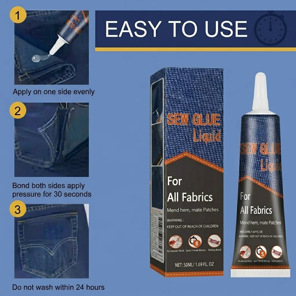 50ml Fabric Sewing Glue Fast Drying Clothes Mending Liquid Leather Repair Patches Kit With 2 Tools High Viscosity Craft Supplies Oasis Select
