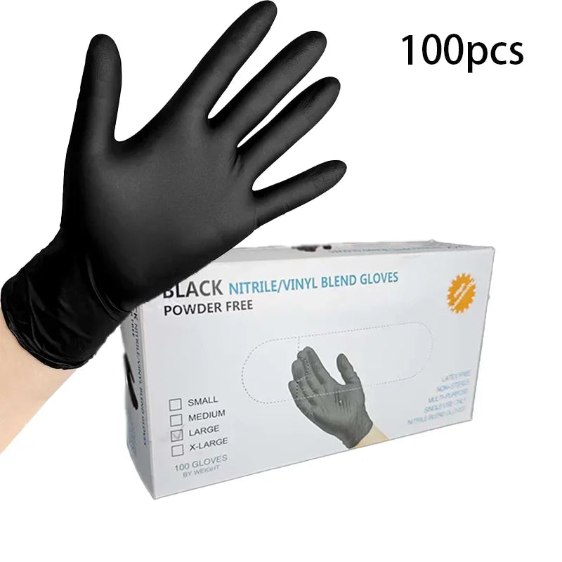 100PCSDisposable Nitrile Black Gloves - Tear-Resistant Durable, Ideal for Cooking Food Handling & Dough Kneading Oasis Select 100pcs S