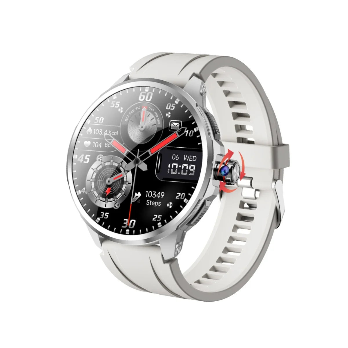 Goldenspike 32GB+256GB Smartwatch 4G/5G LTE 900W Rotary HD Camera GPS WIFI HiSportPro App Bluetooth Smart Watch For IOS Android Oasis Select Silver 16GB 256GB