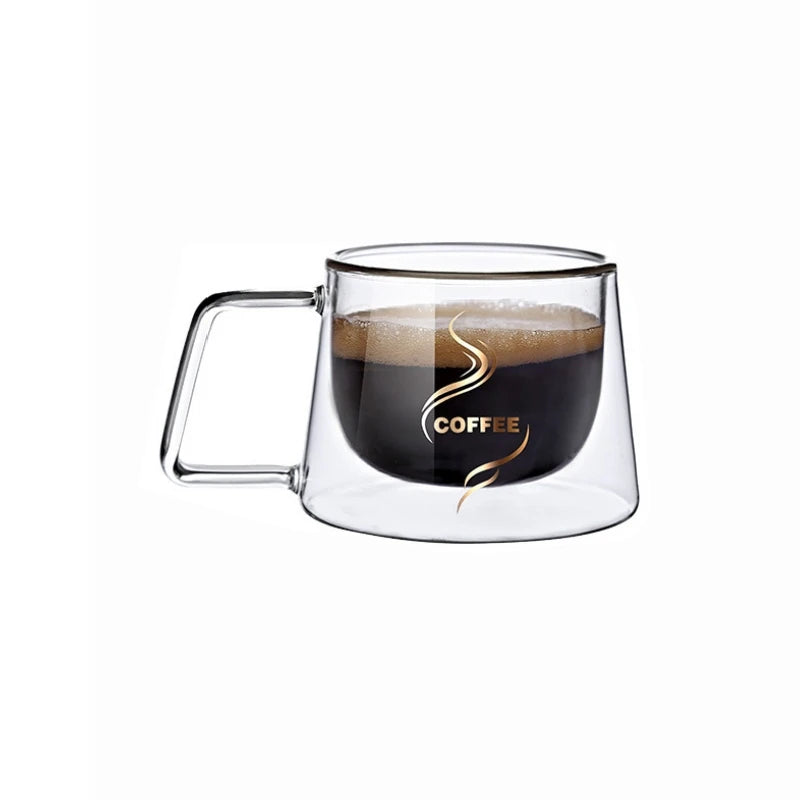 1/2PCS Double Wall Glass Coffee Mug Heat Resistant Tea Milk Juice Coffee Water Espresso Cup Thermo Insulated Cup for Household Oasis Select A 200ml