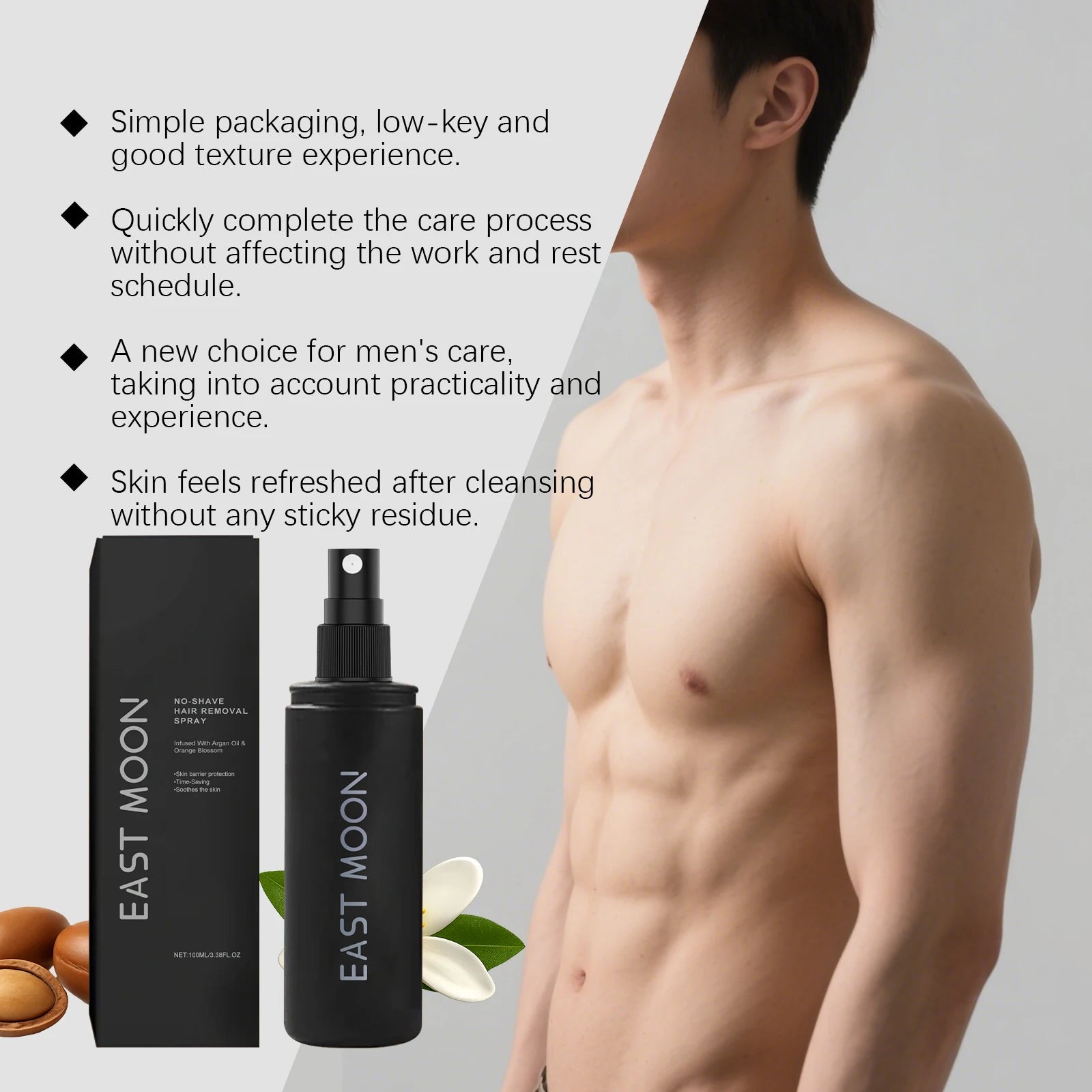 East Moon Argan Oil Hair Removal Spray – Painless Growth Inhibitor Hair Removal Spray Oasis Select