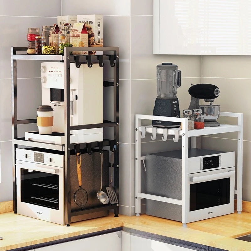Retractable microwave oven rack, countertop, kitchen floor-to-ceiling multi-layer oven rack, household storage microwave oven Oasis Select