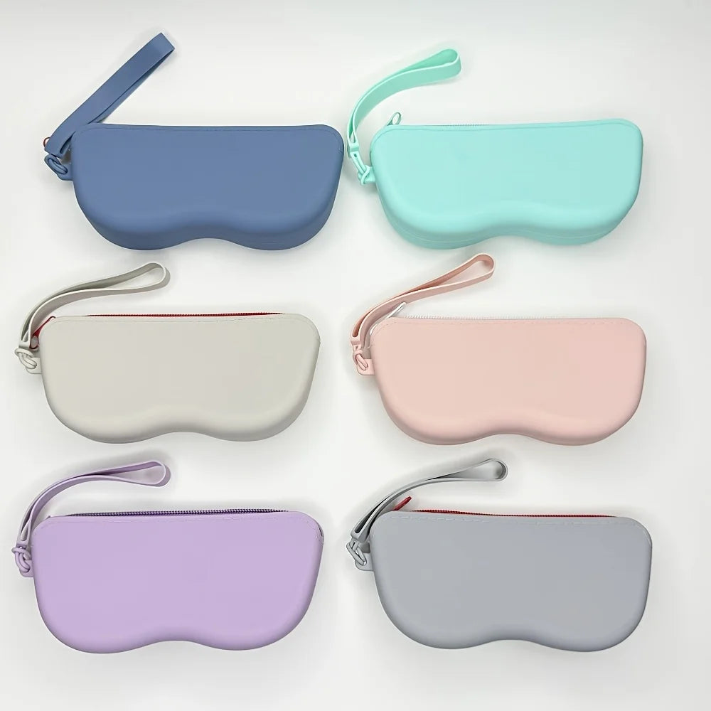 1pc Portable Silicone Glasses Case, Zipper Closure, Minimalist Eyeglass Pouch for Travel, Protective Glasses Case for Men Women Oasis Select