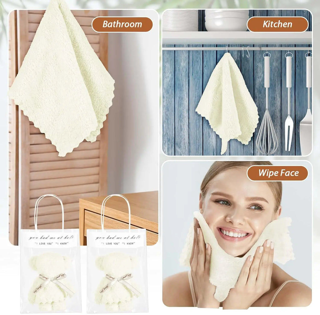 Teddy Bear Towel Cake Gift Set Novelty Bath Towel for Wedding Party Favors MotherDay Birthday Ready to Gift in Clear Bag Oasis Select