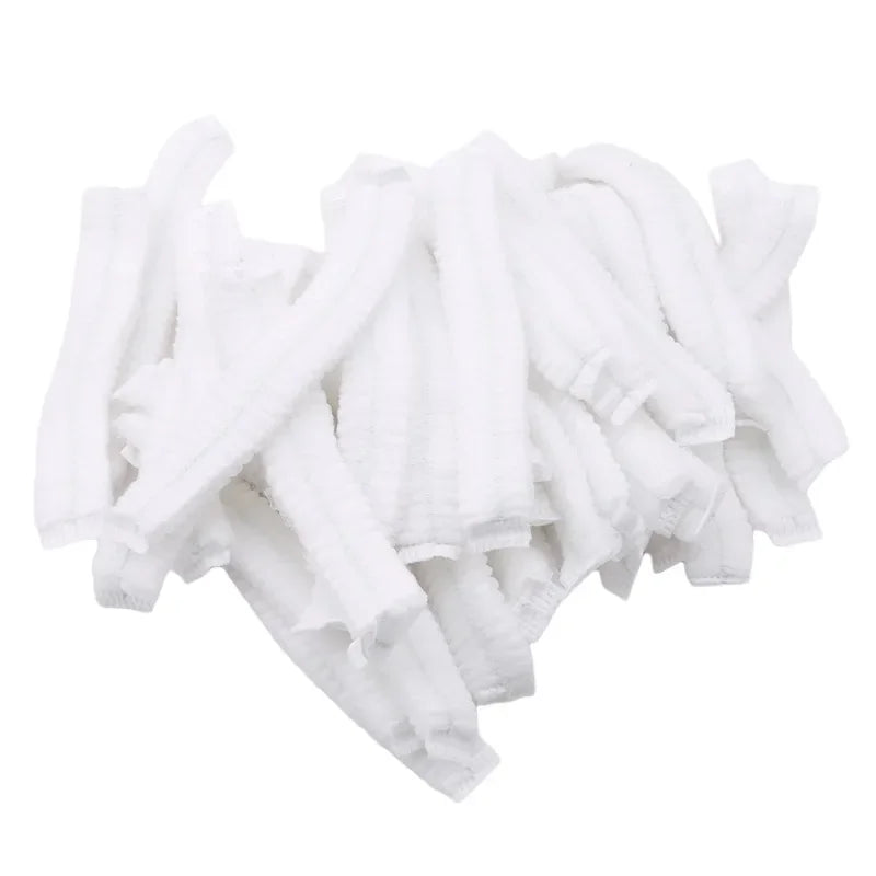 100pcs/Pack Disposable Bathing Cap Hair Head Covers Net Bouffant Dustproof Anti Dust Caps Breathable Shower Bathing Hats Kitchen Oasis Select White