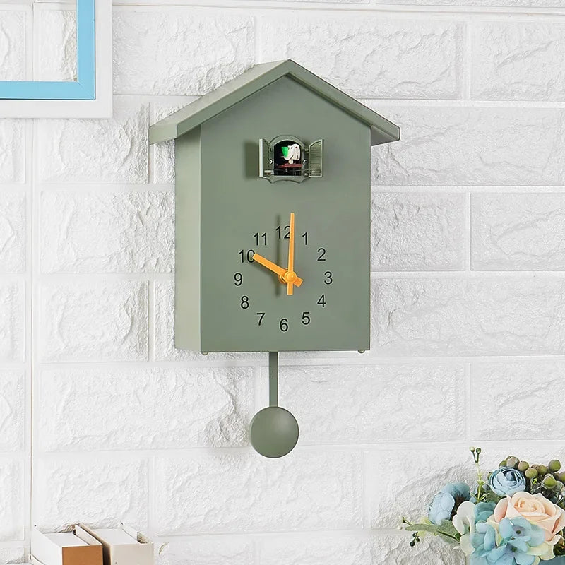 Cuckoo Quartz Wall Clock Modern Bird Home Living Room Hanging Watch Horologe Clocks Timer Office Home Decoration Gifts Oasis Select green