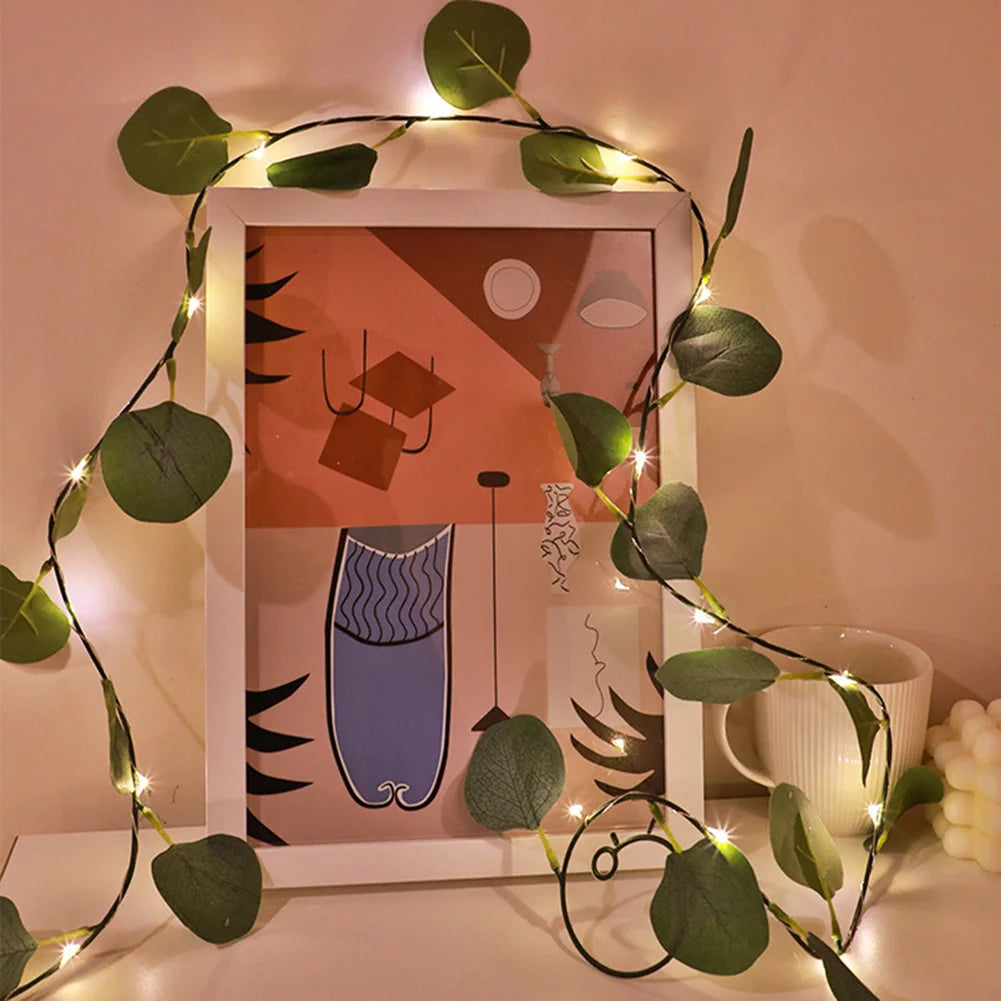 LED Eucalyptus Garland | Battery Fairy Light Vine – Fireplace Decor