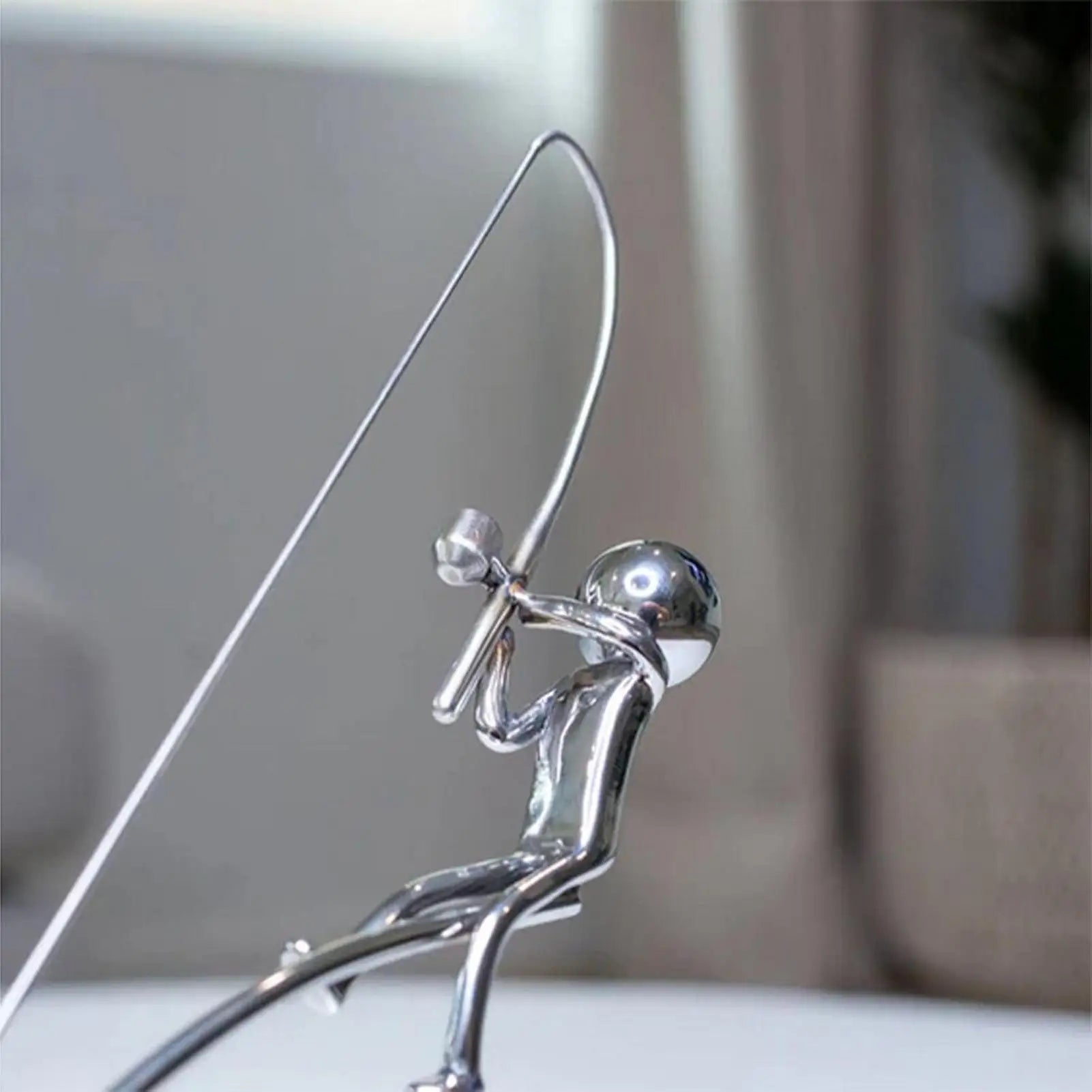 Fisherman Figurine Metal Fishing Sculpture Collectible Figurines for Desk Bookshelf Mantel Beach Cottage Lake House Patio Oasis Select