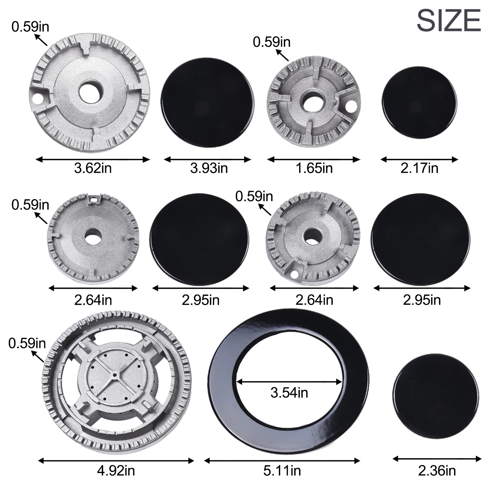 Cooker Hat Set Oven Gas Hob Burner Crown Flame Cap For Kitchen For SABAF Stove Handles Lid Kit For Gas Stove Burners Oasis Select
