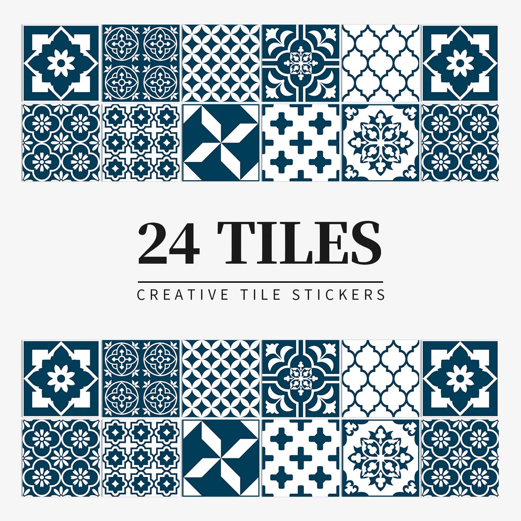 Mandala Tile Self-adhesive Wall Paste Waterproof and Oil-proof Kitchen and Bathroom Wall Decorative Tile Paste Stickers Oasis Select HZ061 10cm x 10CM x 24PCS
