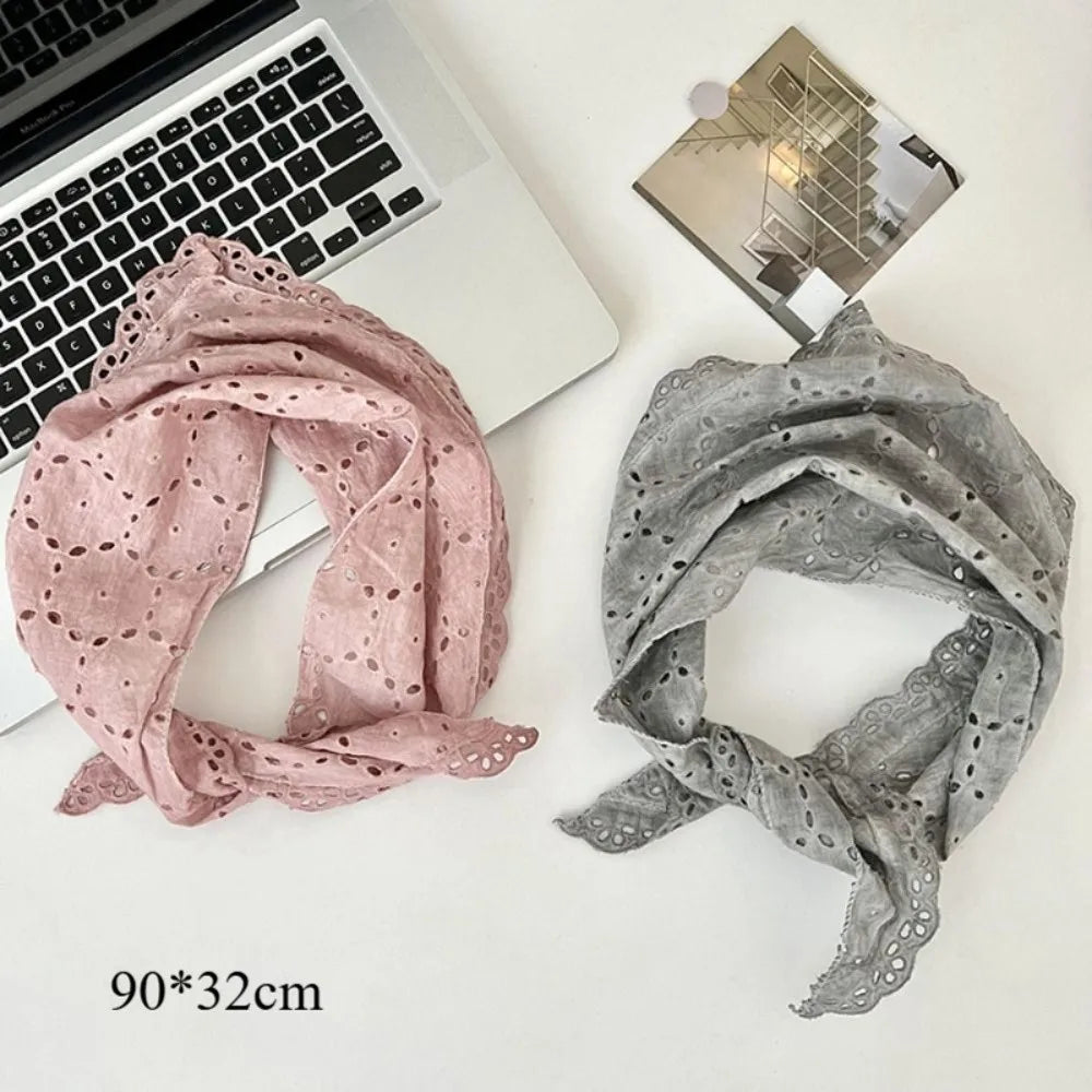 Stylish Lightweight Floral Triangle Scarf Korean Style Head Wrap Vintage Neck Scarf Soft Thin Spring Summer Bandana Daily Use Oasis Select