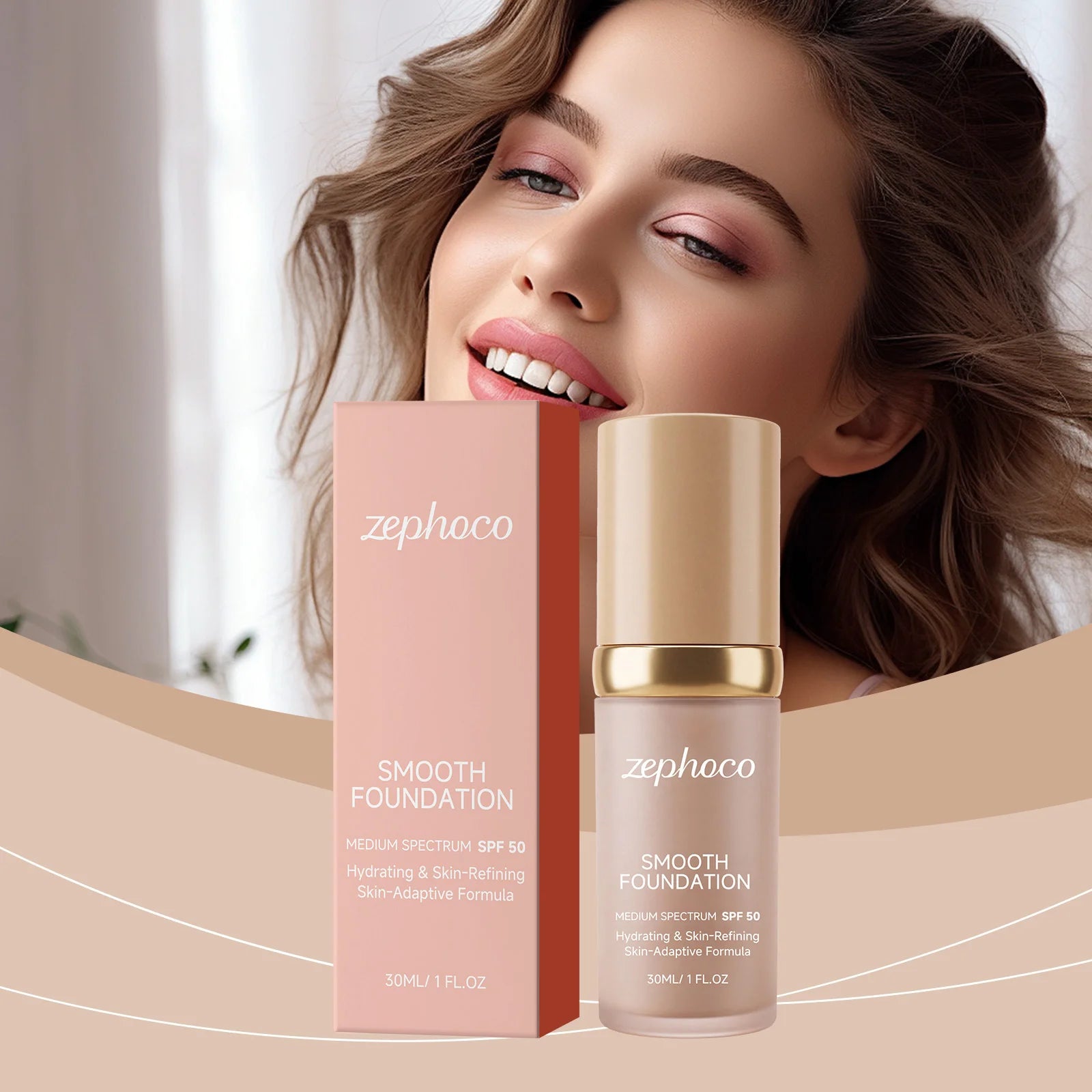 Zephoco Color Changing Foundation SPF50 – Full Coverage 30ml Liquid Foundation Oasis Select