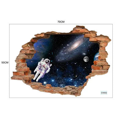 3D wall stickers simulation broken wall through wall false Windows living room children's room bedroom background space stickers Oasis Select 060 50cm x 70cm