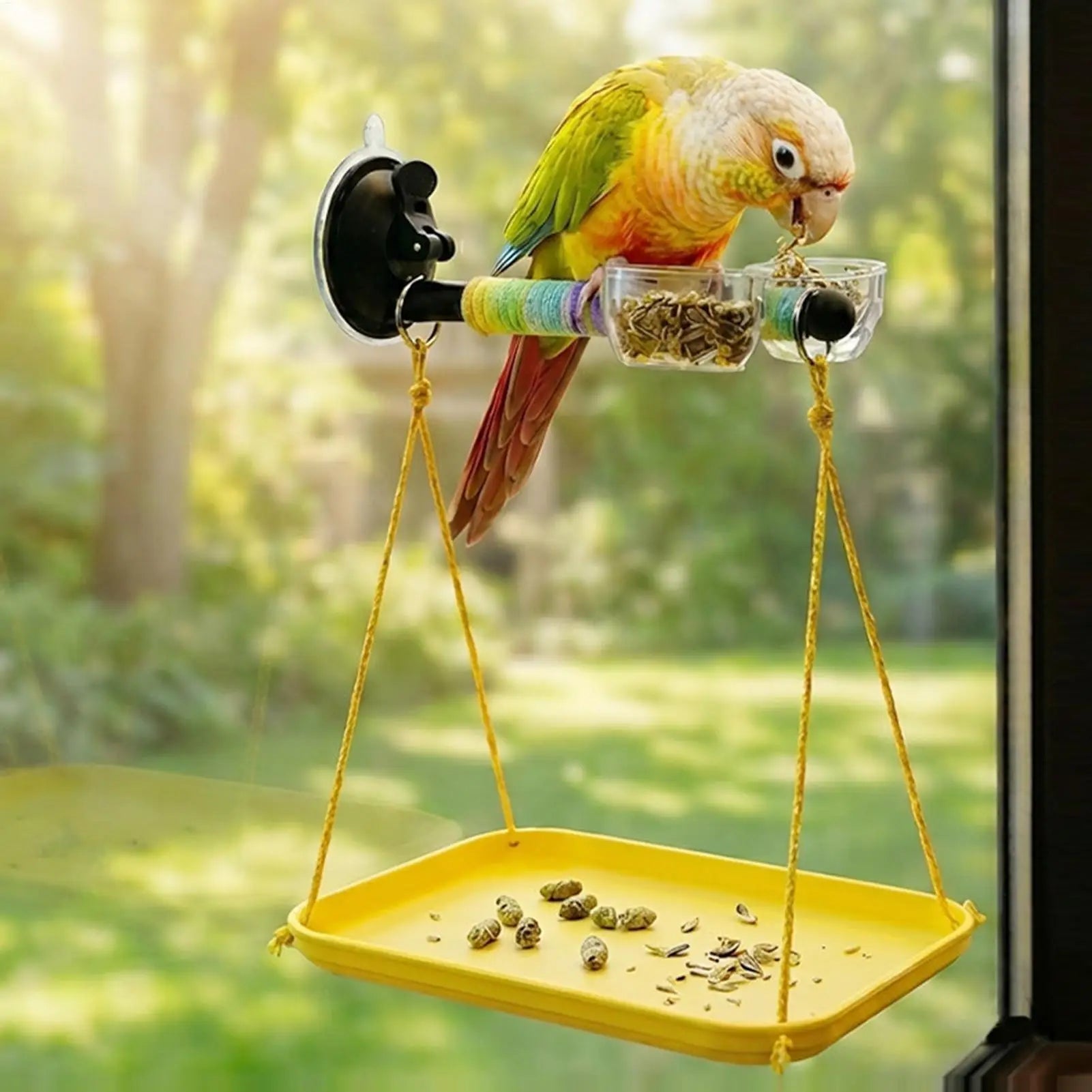 Bird Perch Stand Suction Cup Grinding Stick Window Bird Perch Toy for Parakeet Cockatiel Conure Parrot Lovebirds Car Outdoor Oasis Select