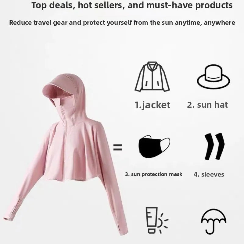 Ice Silk UV Protection Hooded Poncho – Lightweight Cover Up