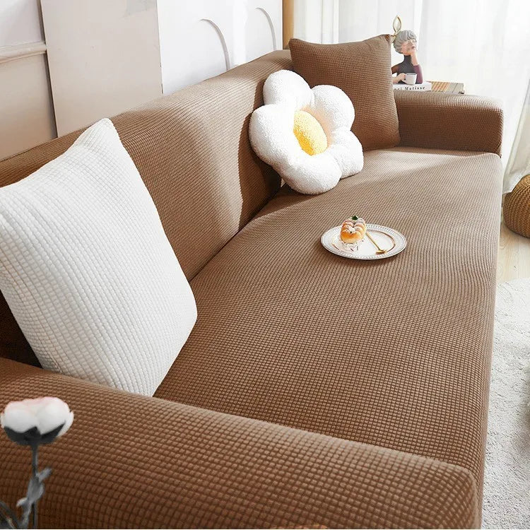 Elastic Sofa Cover All-inclusive Nordic Style Summer Simple Anti-cat Scratch Sofa Dust-proof Cover Couch Covers for Sofas Oasis Select 3 people 190-230CM coffee color