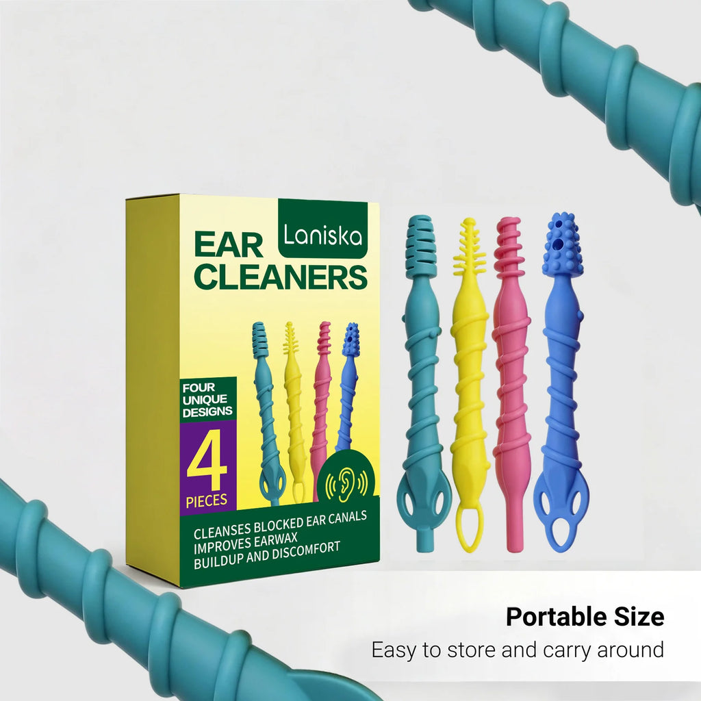 4Pcs Silicone Ear Wax Remover Tool Kit 4 Unique Heads Painless Ear Canal Cleaner Removes Earwax Buildup Relieves Discomfort Oasis Select