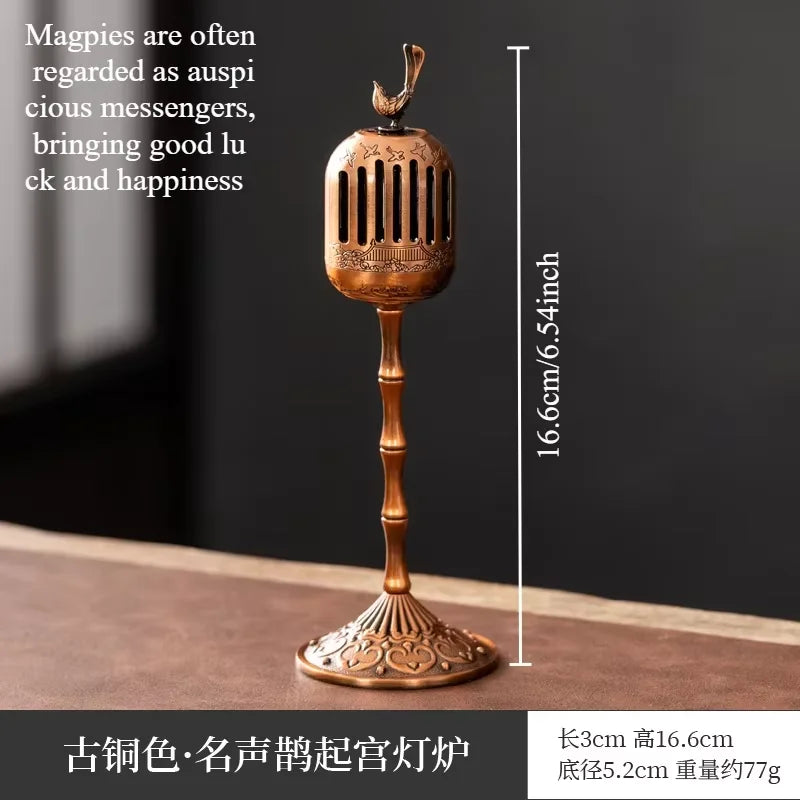 Matel Magpie Hollow Lamp Sandalwood Fragrance Censer Smoking Backflow Incense Holder Tea House Ornaments Study Room Home Decor Oasis Select R