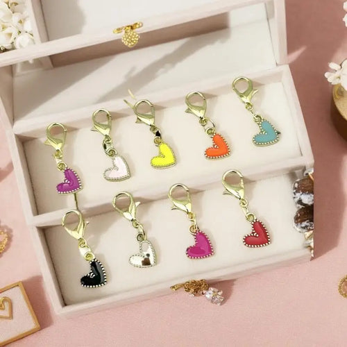 10pcs Cute Heart Shape Keychain Fashion Alloy Love Key Ring Portable Bag Pendant Car Key Holder for Women Girls Daily Accessory Oasis Select