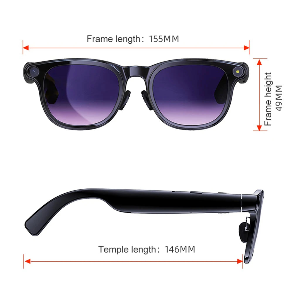 Smart Glasses AI Assistant Real-time Translation Eyewear Camera Bluetooth Call Sunglasses Shoot Audio Video Music Player Men Oasis Select