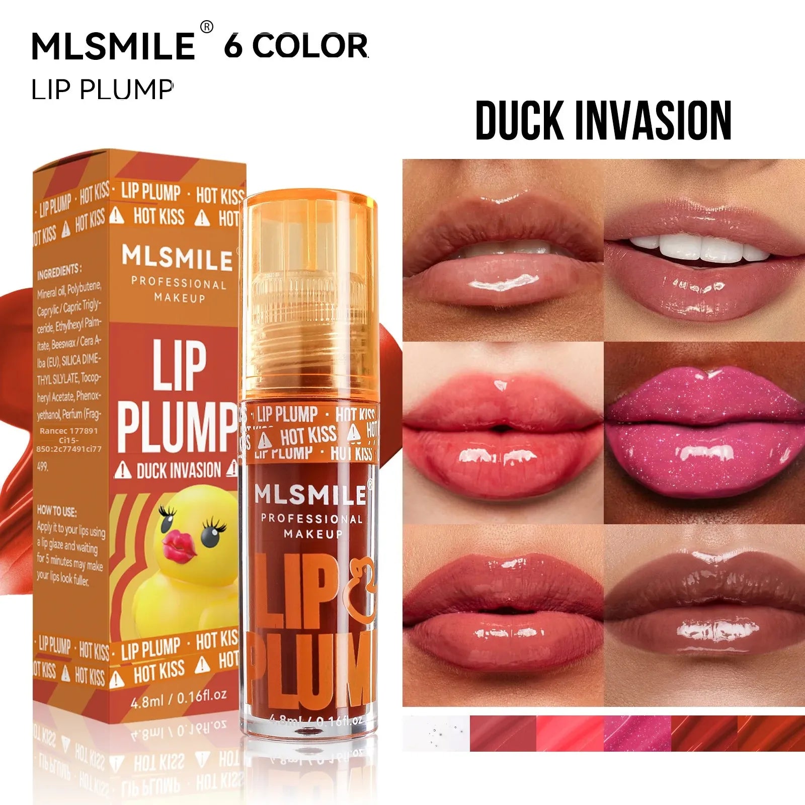 MLSMILE Mirror Lip Gloss Plumping Oil – Cute Duck, 4.8ml
