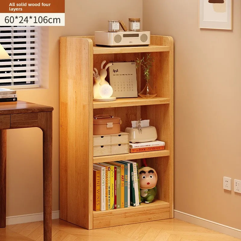 Solid wood bookshelf simple multi-layer floor storage shelf living room corner narrow slit simple display cabinet pine bookcase Oasis Select 4th floor 60 24 106