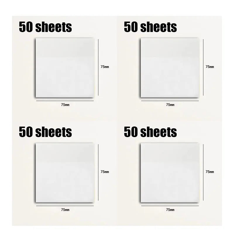50/250Sheets Transparent Sticky Notes Scrapes Stickers Note Pads Posted It Paper Clear Notepad School Stationery Office Supplies Oasis Select 200sheets Medium