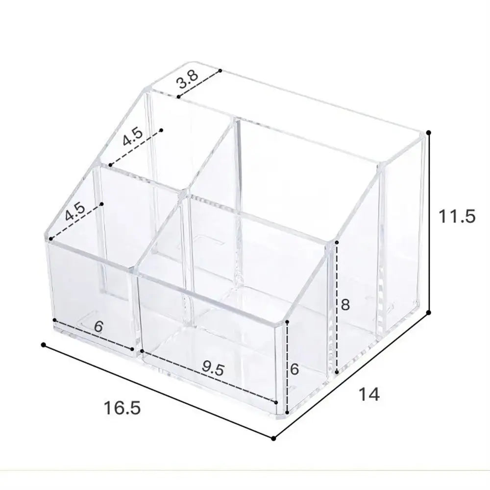Large Capacity Desk Pen Holder Pen Stand Transparent Stationery Organizer 5-Grid Acrylic Pencil Storage Box Cosmetic Organizer Oasis Select