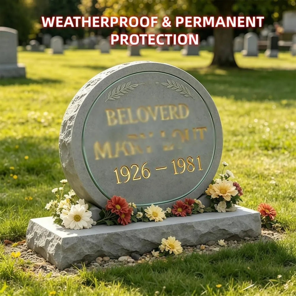 Headstone Paint Touch-Up Set - Professional Gold Ink Restoration Marker & Fine Brush For Memorial Engraving and Lettering Oasis Select