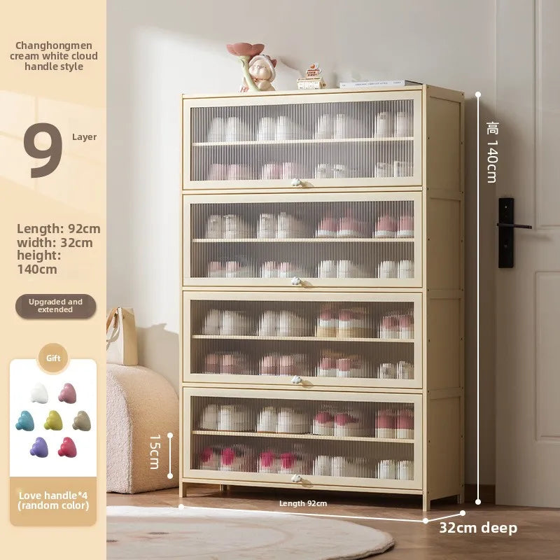 Cream wind dopamine shoe cabinet household simple door multi-layer dust storage shoe rack Oasis Select 9th floor 92