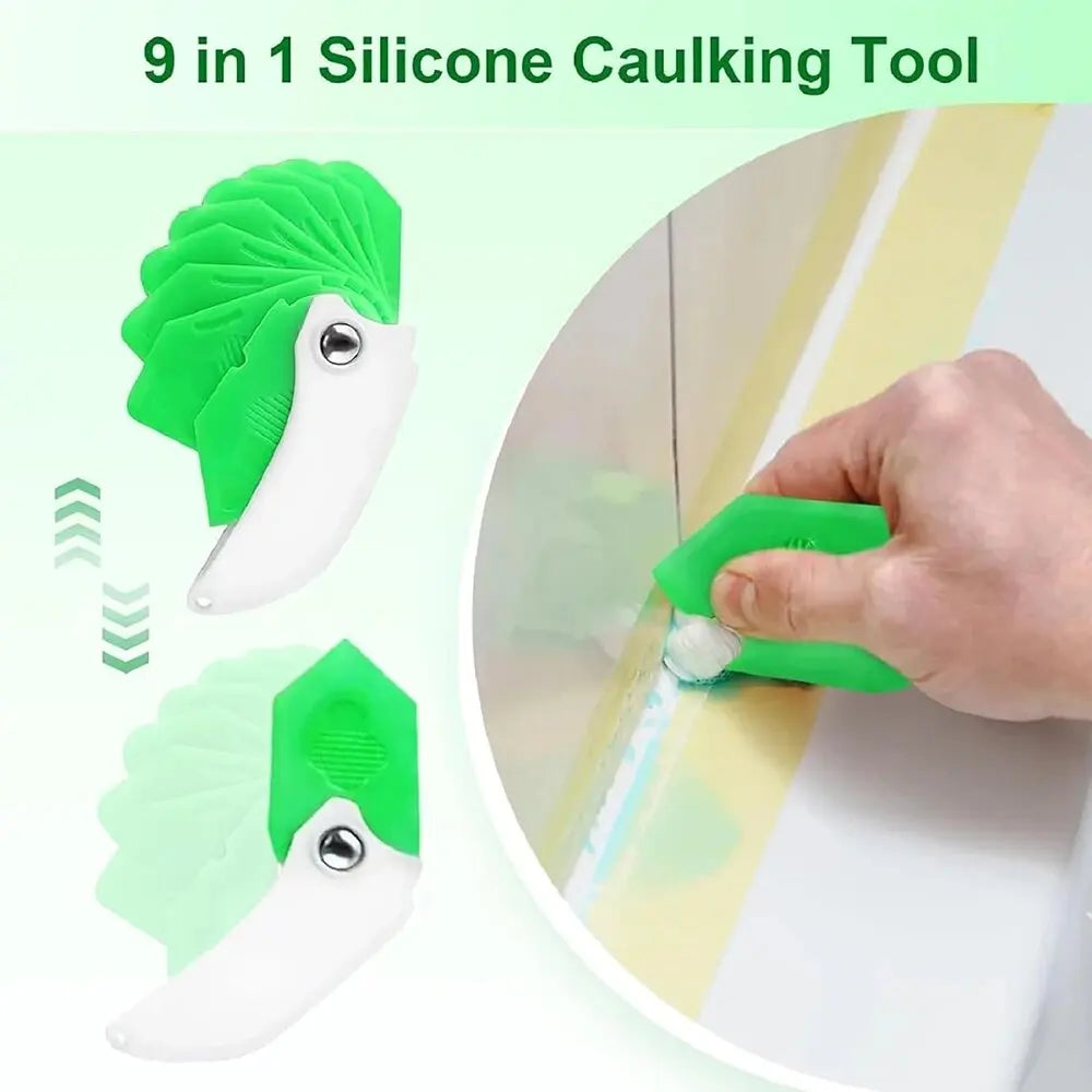 9-in-1 Caulking Tool Kit – Multi-Head Sealant Smoother for Silicone, Grout & Tile Edges, Professional Grouting Spatula Set Oasis Select
