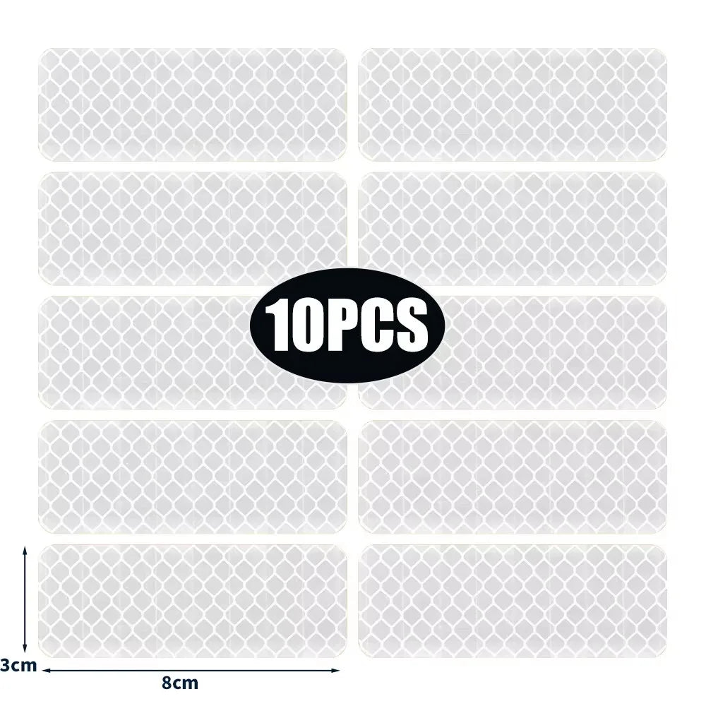 10/20/30pcs Reflective Strips Night Safety Warning Bicycle Motorcycle Stickers Motorbike Helemet Side Panels Decals Decoration Oasis Select 10pcs White