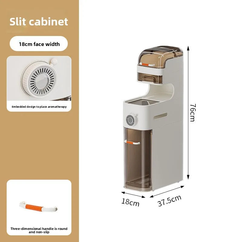 Multi-functional Drawer Type Crevice Cabinet, Kitchen Storage Rack, Bathroom, Narrow Slit With Light, Dust-proof Storage Cabinet Oasis Select 18cm-5-C