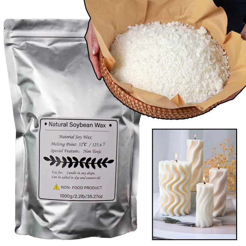 2026 Natural Soy Wax DIY Candle 100/250/500/1000g Making Supplies Scented Candle Raw Material Smokeless Candles Wicks Making Oasis Select