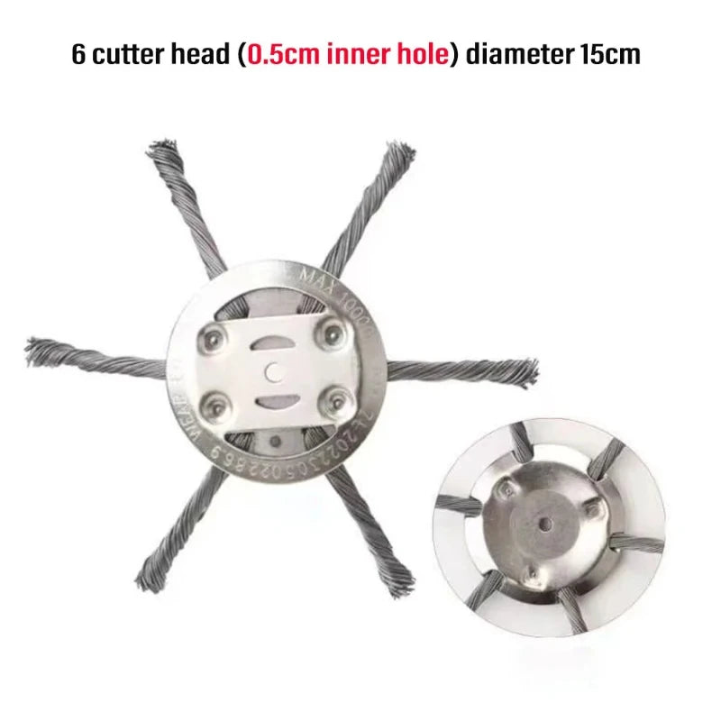 Weed Brush Head Steel Wire Wheel Grass Trimmer Head Removal Moss Rust Lawn Mower Grass Brush Disc Weed Brush Trimmer Heads Oasis Select 5.5.mm -6 Cutter