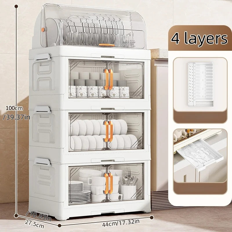 Multi-Tier Foldable Bowl Rack, Large Capacity,Kitchen Dish Drying Rack for Bowls/Cups/Dishes, Collapsible Multi-Combos Storage Oasis Select White Combo 4-tier