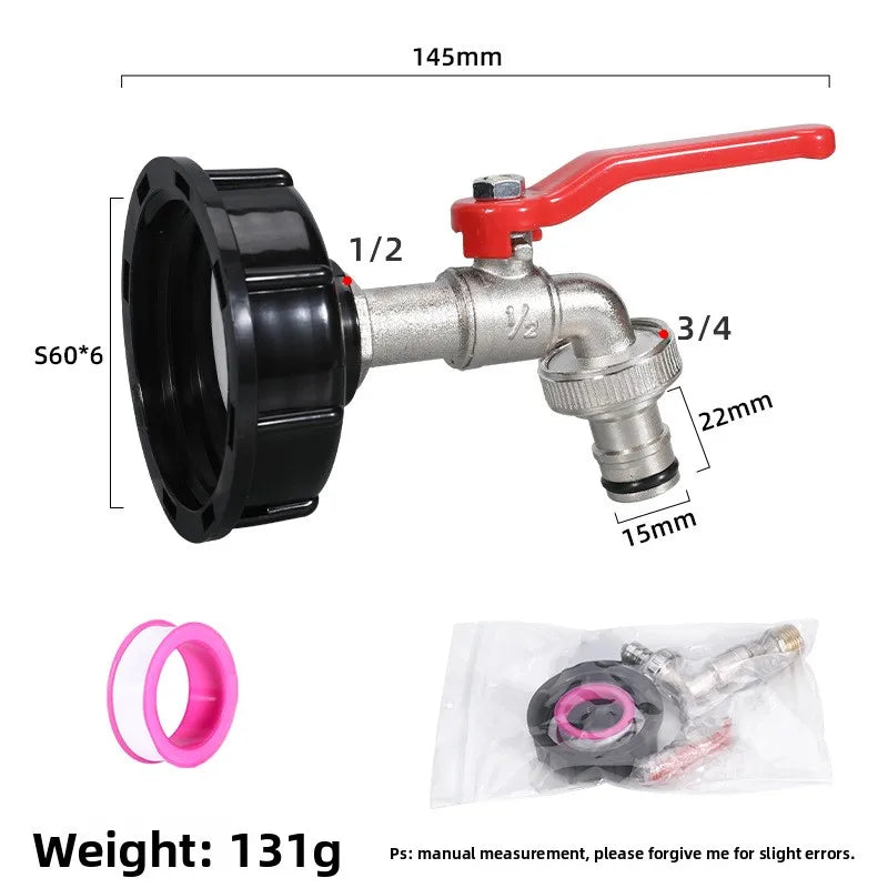 Durable IBC Tank Tap Adapter S60*6 Coarse Thread to 1/2'' 3/4'' Connector Replacement Valve Garden Home Valve Fitting Faucet Oasis Select C