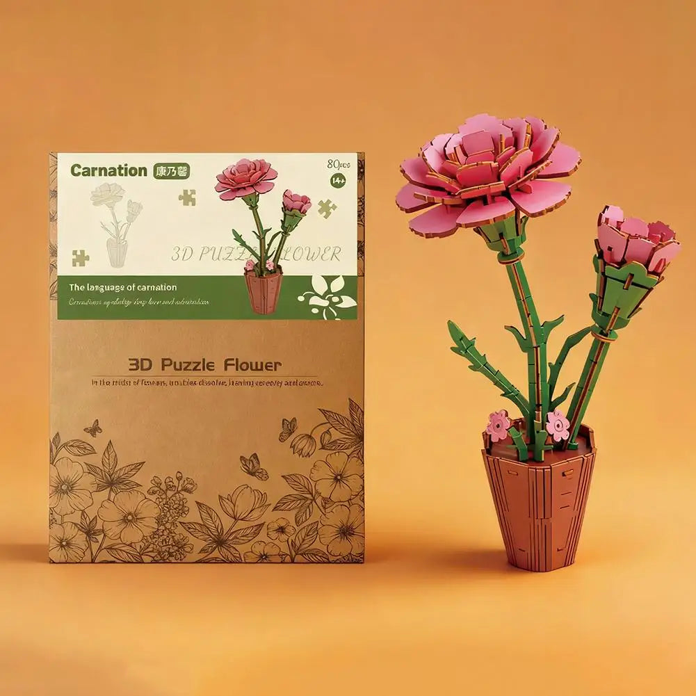 3D Wooden Puzzles Flowers Diy Artifical Botanical Bouquet Puzzle Kit Home Decoration For Adults Mother's Day Birthday Gift Oasis Select
