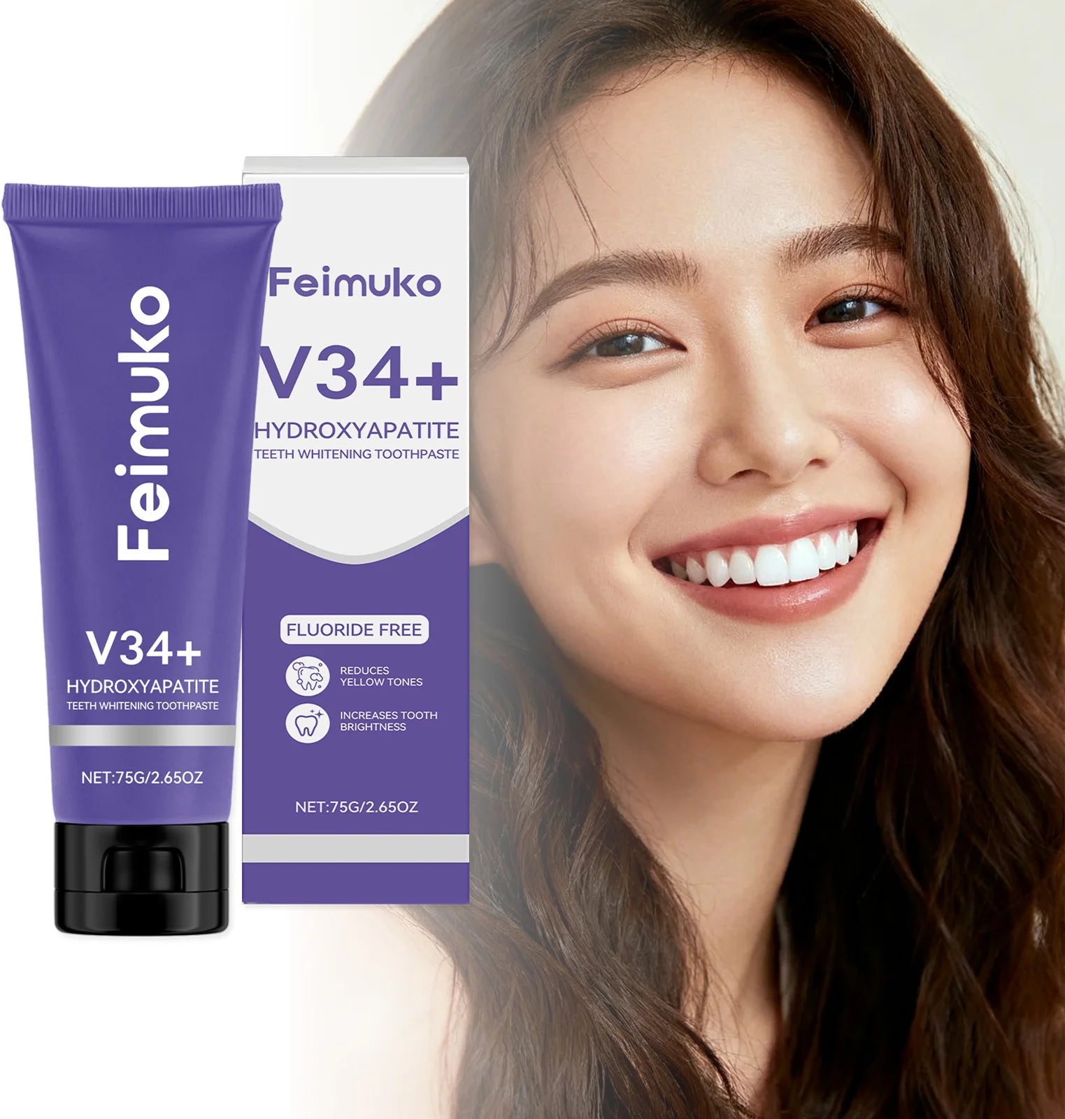 V34+ Toothpaste Teeth Whitening Intensive Stain Remover for Yellow Teeth Plaque RemovalFresh Breath Gum Protection Oral Care Oasis Select