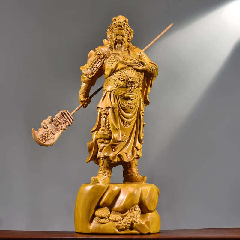 Ebony Wood Carved Guan Gong Statue Home Living Room Entrance Decor Craft Gift Living Room Decoration Oasis Select D 30cm x 11cm x 5cm