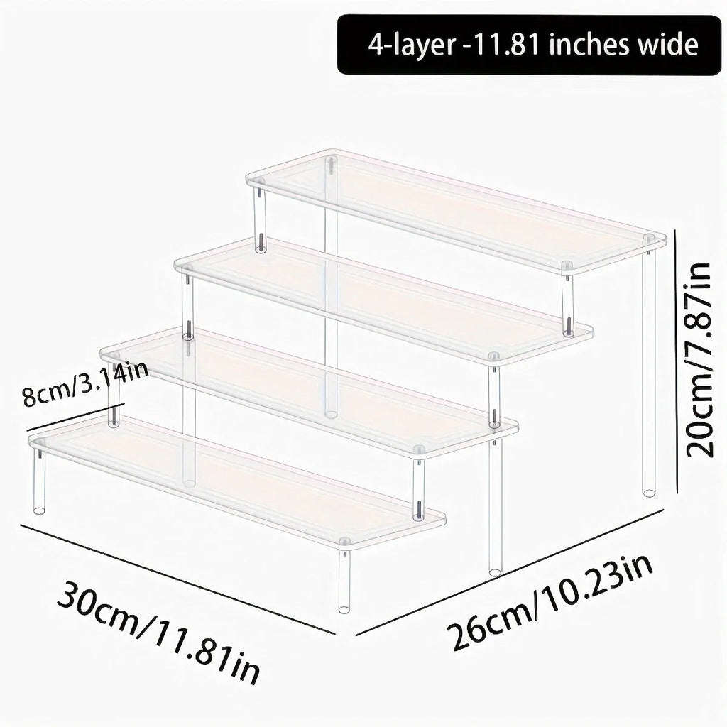 1pc,Multilayer acrylic transparent display rack, desk storage rack, suitable for cosmetics, perfume, dolls, nail polish shelf Oasis Select Transparent-4 layers