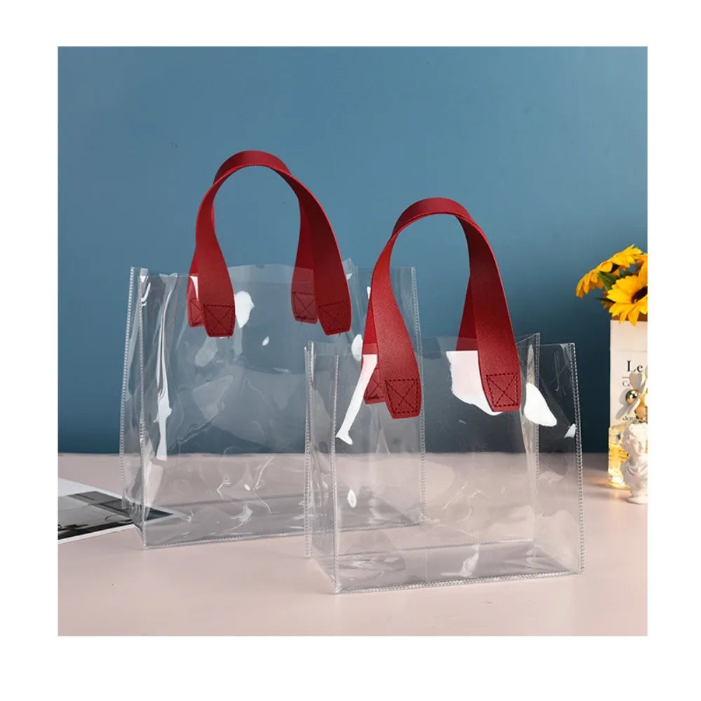 Large Capacity PVC Clear Tote Bag Transparent Handle Transparent Shopping Bags Waterproof Storage Bag Oasis Select