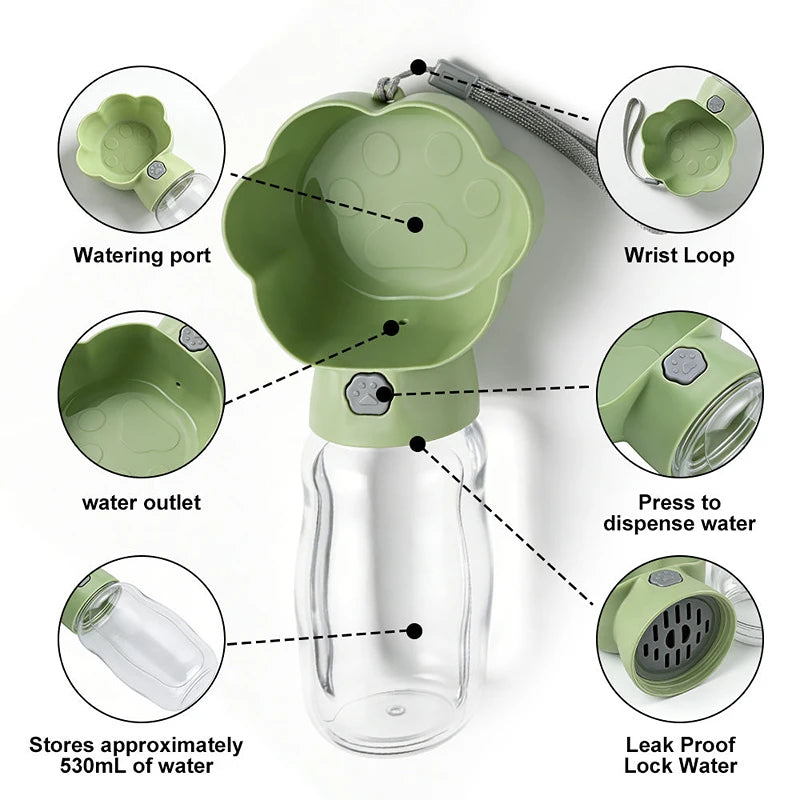 530ML Large Dog Water Bottle For Small Big Dogs Portable Travel Pet Drinking Bottle Water Container Puppy Cat Drinker Feeder Oasis Select