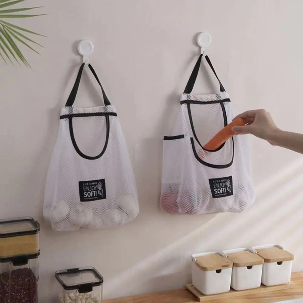 Large Mesh Hanging Storage Bag – Kitchen & Home Organizer