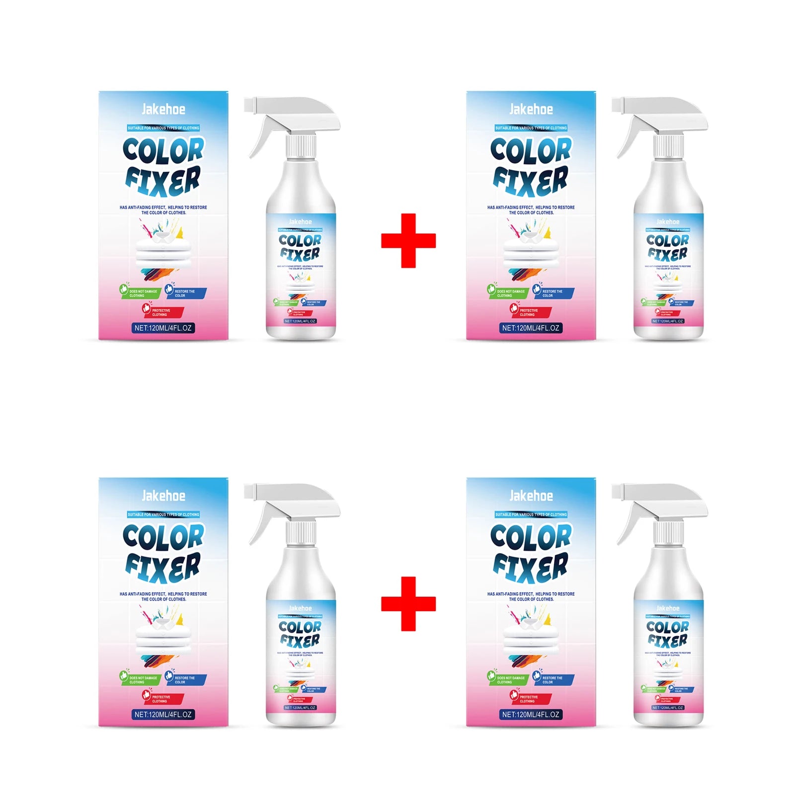 JAKEHOE Fabric Fixing Agent - Clothing Protection Cleaner Oil Stain Remover Color Fading Repair Minimizes Daily Washing 120ml Oasis Select 4 X 120ml boxed