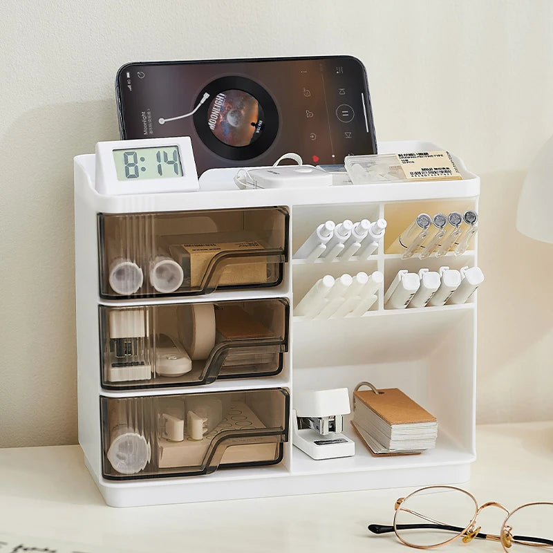 1pc Desktop stationery storage box, multi-layer large space design, easy to organize all kinds of stationery Oasis Select