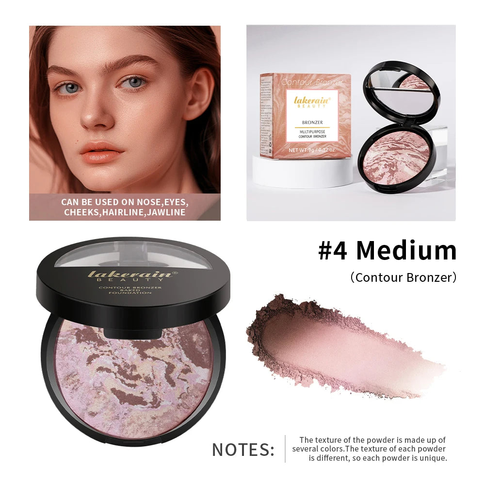 Demi Matte Natural Finish Baked Brighten Color Correcting Powder Foundation Buildable Light to Coverage Oil Control Makeup Oasis Select color 4