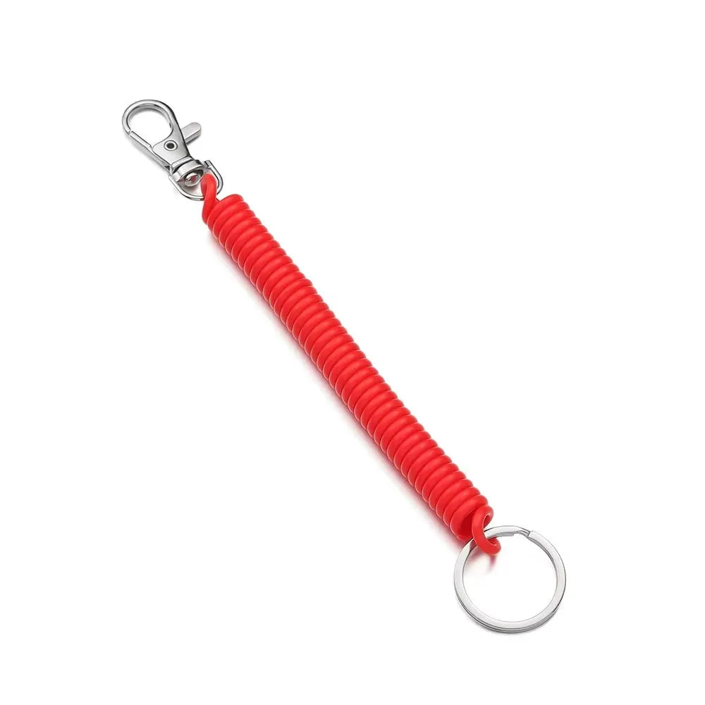 1/3pcs Elastic Wristband Spring Lanyard Key Cord Clasp Spiral Stretch Keychain Security Gear Elastic Ropes Spring Rope Key Ring Oasis Select 1pcs Red